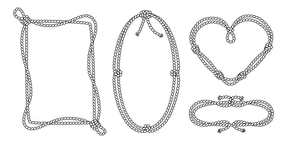 Nautical rope frames set on white background Illustrazione stock