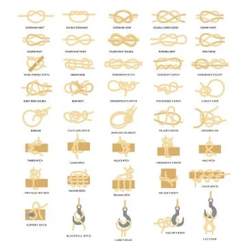 Nautical rope knots vector icon set Stock Illustration