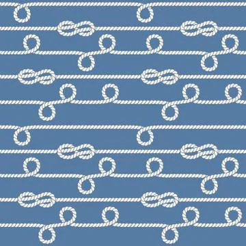 Nautical ropes and knots vector seamless pattern Stock Illustration