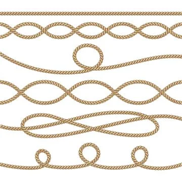 Nautical ropes decoration element set. Vector illustration Stock Illustration