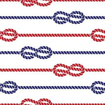 Nautical ropes with knots seamless pattern Stock Illustration