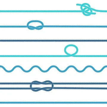 Nautical ropes seamless pattern. Marine knots and rope, ocean sea ship tools Stock Illustration