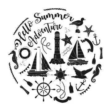 Nautical  sea composition Stock Illustration