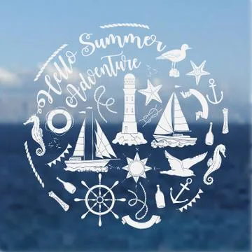 Nautical  sea composition Stock Illustration