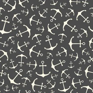 Nautical seamless pattern with geometric ship anchors Stock Illustration