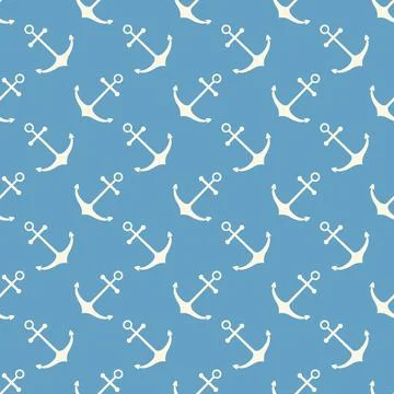 Nautical seamless pattern with geometric ship anchors Stock Illustration