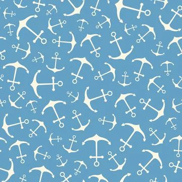 Nautical seamless pattern with geometric ship anchors Stock Illustration