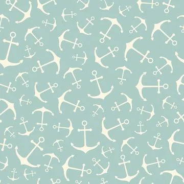 Nautical seamless pattern with geometric ship anchors Stock Illustration