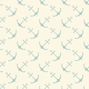 Nautical seamless pattern with geometric ship anchors Stock Illustration
