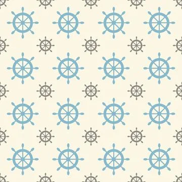 Nautical seamless pattern with geometric ship wheels Illustrazione stock