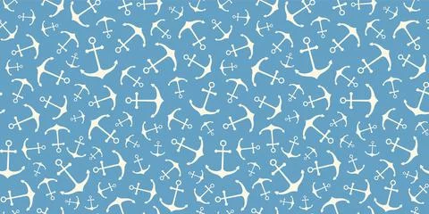 Nautical seamless pattern with geometric ship anchors Stock Illustration