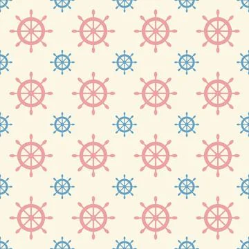 Nautical seamless pattern with geometric ship wheels Stock Illustration