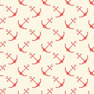 Nautical seamless pattern with geometric ship anchors Stock Illustration