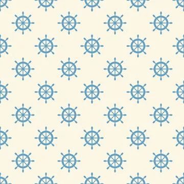Nautical seamless pattern with geometric ship wheels Stock Illustration