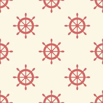 Nautical seamless pattern with geometric ship wheels Illustrazione stock