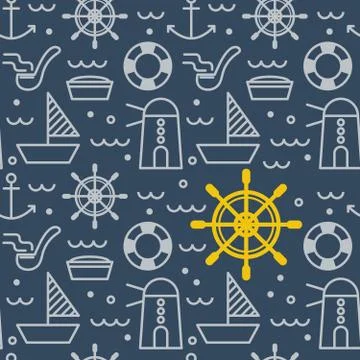 Nautical Seamless Pattern Illustrazione stock