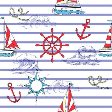 Nautical seamless pattern Stock Illustration
