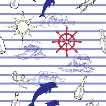 Nautical seamless pattern Stock Illustration