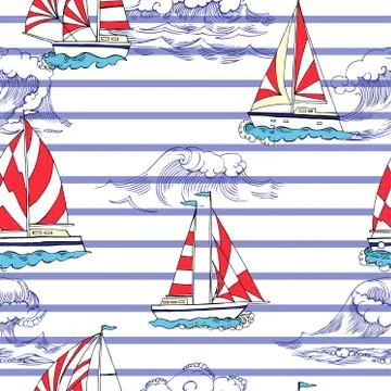 Nautical seamless pattern Stock Illustration