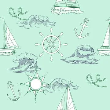 Nautical seamless pattern Stock Illustration