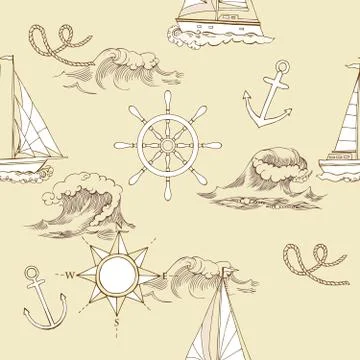 Nautical seamless pattern Stock Illustration