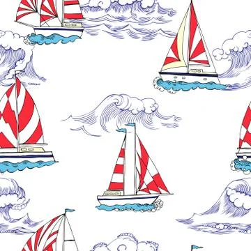 Nautical seamless pattern Stock Illustration