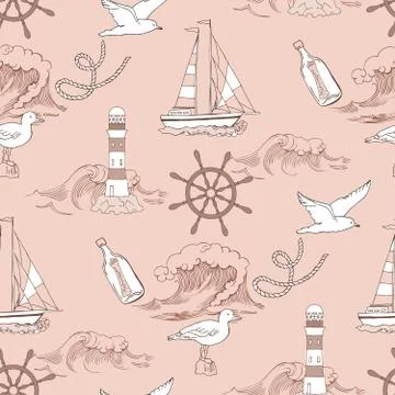 Nautical seamless pattern Stock Illustration