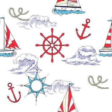 Nautical seamless pattern Stock Illustration