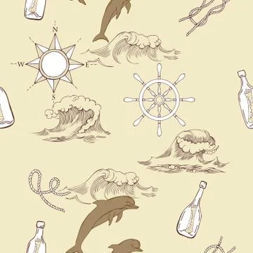 Nautical seamless pattern Stock Illustration