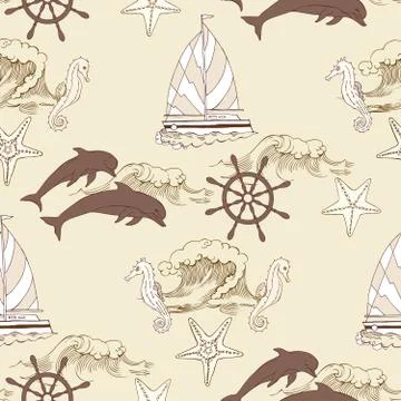 Nautical seamless pattern Stock Illustration