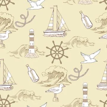Nautical seamless pattern Stock Illustration