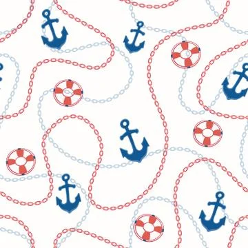 Nautical seamless pattern Illustrazione stock