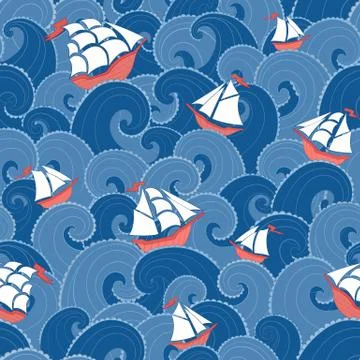 Nautical seamless pattern Stock Illustration