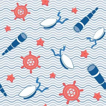 Nautical seamless pattern Stock Illustration