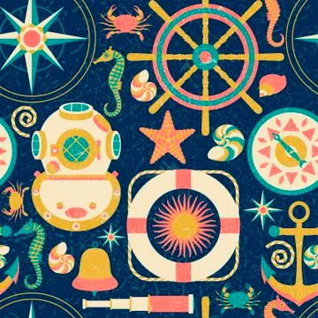 Nautical seamless pattern Illustrazione stock