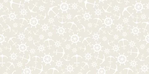 Nautical seamless pattern with ship wheels and anchors Stock Illustration