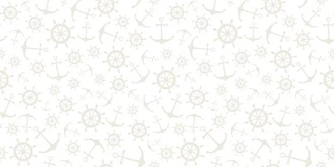 Nautical seamless pattern with ship wheels and anchors Stock Illustration