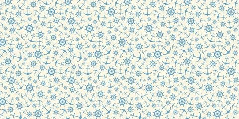 Nautical seamless pattern with ship wheels and anchors Stock Illustration