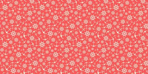 Nautical seamless pattern with ship wheels and anchors Stock Illustration
