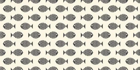 Nautical seamless pattern with swimming cartoon fish Stock Illustration
