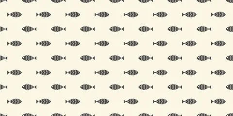 Nautical seamless pattern with swimming cartoon fish Illustrazione stock
