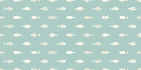 Nautical seamless pattern with swimming cartoon fish Illustrazione stock