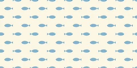 Nautical seamless pattern with swimming cartoon fish イラスト素材