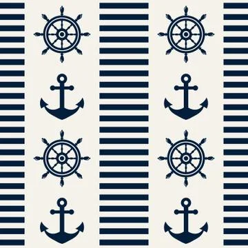 Nautical seamless pattern. Vector illustration. Stock Illustration