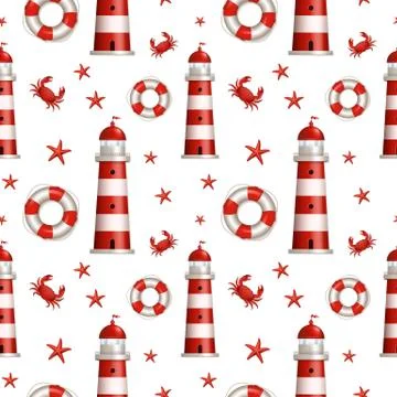 Nautical seamless pattern. Vector illustration. イラスト素材