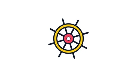 Nautical ship wheel pattern loop on white background Stock Footage 346874435