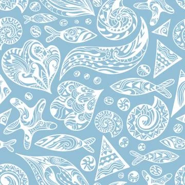 Nautical Sketch Vector Pattern Stock Illustration