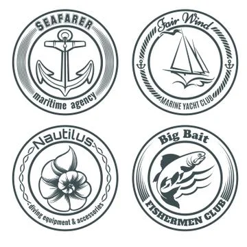 Nautical Stamps Set Stock Illustration