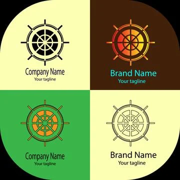 Nautical Steering Wheel Logo Illustrazione stock