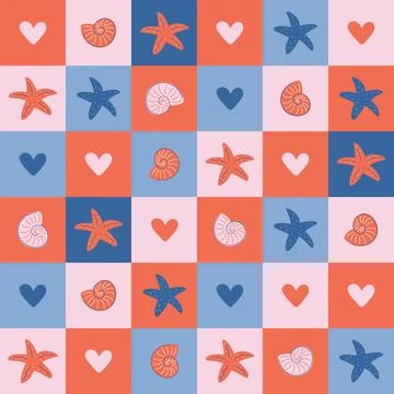 Nautical style geometric seamless pattern. Retro style Summer background. Illustrazione stock